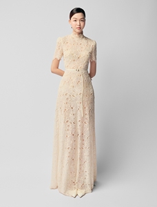 Robes de soirée pour femmes, robes longues de luxe, col en V, manches courtes, élégantes, 92% polyester, 8% rayonne, robe de soirée de chez WhiteAnt - Product Image 6