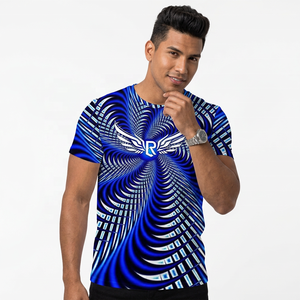 Camiseta Azul de Manga Corta para Hombre con Logotipo de Alas, Cuello Redondo, Diseño Casual, Corte Regular, Teñido con Hilo, 100% Algodón - Product Image 4
