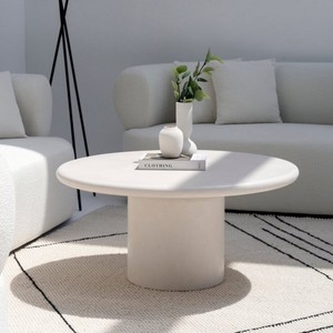 Mesa de Centro Vandana Astra Stellar de Microconcreto Blanco Hueso para Decoración Moderna de Sala de Estar - Product Image 1