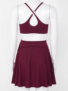 ชุดเทนนิสผู้หญิงแบบเปิดหลัง สายไขว้ กระโปรงกีฬา ชุดออกกำลังกายโยคะ 1 ชิ้น พร้อมกางเกงขาสั้น รุ่นใหม่ล่าสุด ปี 2026 - Product Image 3