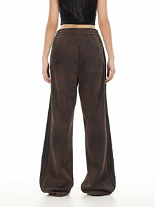 Customized Women's Autumn Solid Color Sports Pants Pocket Drawstring Casual <b>Stacked</b> Pants for Women - Product Image 3