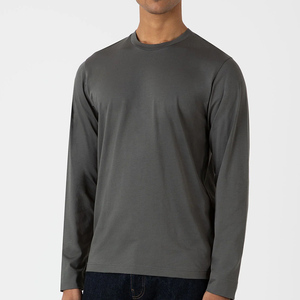 T-shirt à manches longues en coton uni 200 GSM, col rond, respirant, séchage rapide, coupe classique, prix abordable, haute qualité - Product Image 1