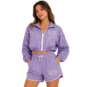 Conjunto de Chaqueta Corta y Pantalones Anchos de Diseño para Mujer, Estilo Premium, Bordado, Marca Privada - Product Image 3