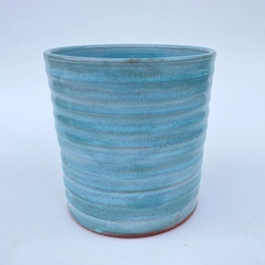Porta utensilios de cerámica rústico, hecho a mano con acabado texturizado, esmaltado con efecto oceánico, horneado en horno, duradero y resistente al calor, para cocina. - Product Image 5