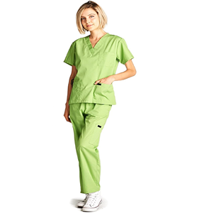 ชุดเครื่องแบบพยาบาลคอวีสำหรับผู้ชายและผู้หญิงชุดเสื้อและกางเกง2ชิ้นพร้อมกระเป๋าสัมภาระ - Product Image 5