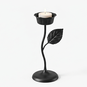 Support de bougie en métal noir sculpté fait main pour mariage, événement festif, support de bougie de luxe en fer pour décoration de table à la maison - Product Image 3