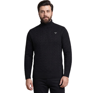 Pull à col roulé pour homme en polyester, viscose et nylon, anti-boulochage, respirant, séchage rapide, manches longues, hiver, style décontracté chic, bureau - Product Image 1