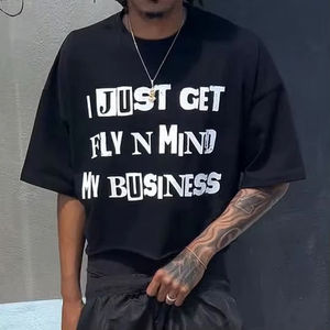 T-shirt court personnalisé OEM pour homme, style streetwear, 100 % coton, col en V, 180 g, coupe oversize, épaules tombantes, coupe carrée, écologique et respirant - Product Image 1