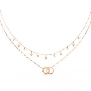 Collier en or jaune 10K 14K 18K avec pendentifs en forme de cercle céleste entrelacés sertis de diamants - Product Image 4