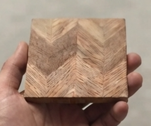 Elegant Square Wood <b>Coaster</b> With Chevron Pattern Modern Tabletop Mat Non-Slip Design For Home <b>Table</b> Use Dinning Accessory - Product Image 1