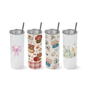 Set di 4 Tumbler in Acciaio Inox da 20 oz per Sublimazione, Design Sottile e Dritto con Coperchi e Cannucce, Costruzione a Doppia Parete per Uso Intensivo - Product Image 1