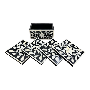 Luxury Bone Inlay <b>Coaster</b> Set Elegant <b>Drink</b> <b>Coasters</b> For Dining Table Floral Pattern <b>Coaster</b> Set Handmade Home Decor Accessories - Product Image 2