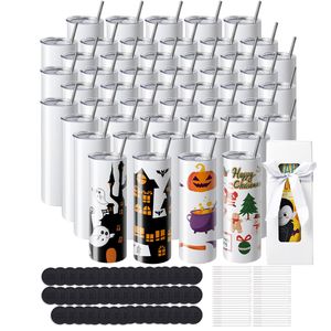 Confezione da 50 Bicchieri Termici in Acciaio Inox da 20oz per Sublimazione, Bicchieri Dritti a Doppia Parete in PC per Personalizzazione - Product Image 1