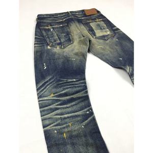Straight Vintage Cotton Men's Jeans Custom High Quality Vintage Wash Distressed Japanese Selvedge Denim Jeans - Product Image 5