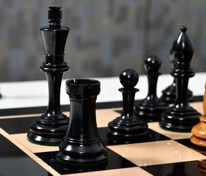 Jeu d'échecs de style Botvinnik Premium 1933, pièces de 3,8 pouces en ébène lesté et bois de buis antique, au meilleur prix - Product Image 1