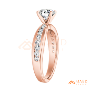 Round Cut Moissanite Solitaire Ring Rose Gold Engagement Ring Women Bridal Jewelry Anniversary <b>Gift</b> Fashion Style Elegant Design - Product Image 6