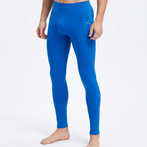 Leggings de compression pour homme, longueur intégrale, couleur unie, taille élastique, matière Spandex Nylon - Product Image 6