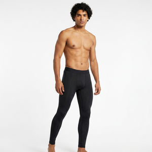 Leggings de Compresión Largos para Hombre, Color Negro Sólido, Spandex, Nailon, Cintura Elástica, para Entrenamiento, Yoga - Product Image 4