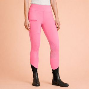 กางเกงเลกกิ้งสำหรับขี่ม้าสำหรับผู้หญิง – สีชมพู |   กางเกงขี่ม้าเอวสูงพร้อมแผ่นรองเข่า - Product Image 1