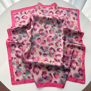 Silk Square Scarf For Women Leopard Printed Bandanas Stylish Hairband Luxury Hijab Neckerchief Elegant Shawl Wraps - Product Image 6