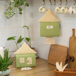 Caja de pañuelos ecológica de algodón 100% natural, diseño a cuadros azules con puerta, suave, antialérgica, decoración para el hogar, muebles - Product Image 2