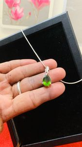 AAA Quality Lime Green Teardrop Pear Cut Peridot Necklace Peridot Green Minimalist <b>Locket</b> For Women German <b>Silver</b> Handmade - Product Image 4