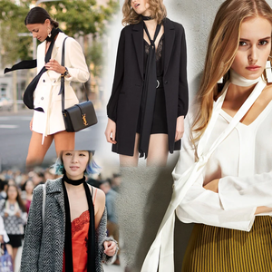 Pañuelo largo y estrecho para mujer 5x190cm, de seda de gasa de color liso, con lazo rojo de goma de 190x5cm, cinta negra para bolso, diademas, gargantilla y cinta decorativa - Product Image 6