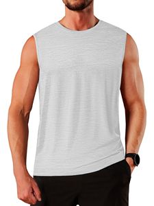 Men's <b>Black</b> Quick Dry Tie-Dyed Sleeveless <b>Tank</b> <b>Top</b> O-Neck Sporty Style Solid Knitted Spandex/Polyester Recycled Material 180g - Product Image 6