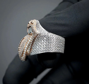 Lips Shape Diamond <b>Cocktail</b> <b>Ring</b> 18K Solid <b>Gold</b> Rose <b>Gold</b> Plated Pave Setting Luxury Party Jewelry Unisex - Product Image 2