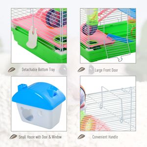Gabbia Portatile a 5 Livelli per Criceti con Ruote per Esercizio e Tubo, Trasportino da Viaggio per Animali Domestici - Product Image 5