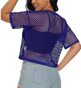 3D Floral & Plaid Print Customizable Modal Full Sleeve Tank <b>Top</b> Cropped <b>Mock</b> <b>Neck</b> Mesh Sheer Breathable Women's Mesh T-Shirts - Product Image 2