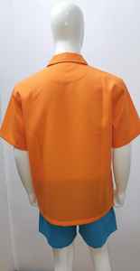 Chaqueta Profesional con Cierre para Barberos - Uniforme de Estilista de Cabello de Manga Corta Color Naranja - Product Image 2