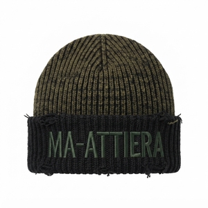 Gorro de Punto Personalizado en Verde Oliva y Negro con Puño, Gorro de Invierno Cálido Unisex - Product Image 6