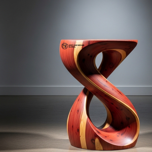 Designer Twisted Wooden <b>Stool</b> – Artistic Solid Wood Side <b>Table</b> for Living Room & Luxury Interiors - Product Image 3