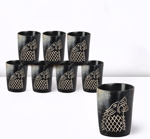 Verres à shot en corne, design loup viking, faits à la main, pour cocktails, articles de bar, style vintage, 30 ml - Product Image 1