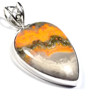 Pendentif goutte d'eau en jaspe abeille en argent sterling 925, serti clos, solitaire classique, pour usage quotidien - Product Image 4