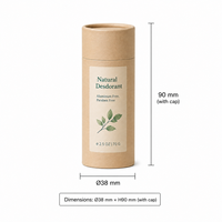 Contenant en carton rigide de 15 ml pour déodorant naturel en stick, fond à poussoir lisse, finition mate, vente en gros