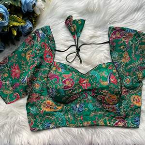 Chemisier de mariage simple en lin épais 100% coton pour femme |   Broderie de designer, lavable, impression numérique, style indie folk ethnique | - Product Image 2