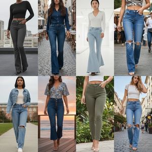 Pantalon en jean bleu clair pour femme, taille haute, coupe droite, vente en gros, jeans décontractés personnalisés pour femme - Product Image 3
