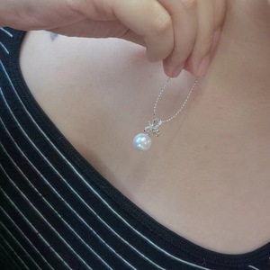 Bracelet et collier en argent S925 avec perle de coquille irrégulière, perle de pois, style Ins, empilé, pochette, chaîne de clavicule, D9229 - Product Image 4