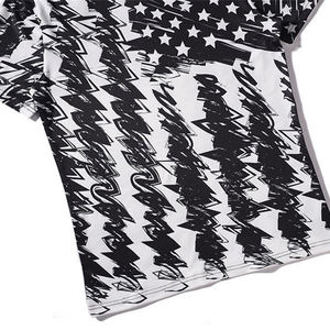 T-shirt à manches courtes pour homme, coupe classique, noir et blanc, imprimé par transfert thermique, respirant, tricoté, col rond, décontracté, 100% coton - Product Image 5