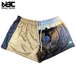Shorts de rugby personnalisés en polyester pour hommes, avec poches zippées, sublimation, double couture, unisexe, ODM. - Product Image 1