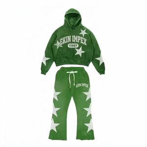 Pantalones de chándal acampanados Ekin Impex Ekin 351 con logo personalizado, estilo vintage lavado, para hombre, de algodón de alto gramaje, con parche de estrella, joggers acampanados apilados, con dobladillo sin rematar - Product Image 1