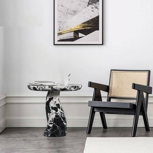 Best Wholesale Calacatta Black Marble Corner <b>Table</b> Customized <b>Round</b> Marble <b>Table</b> for Hotel Villa Home Project - Product Image 3