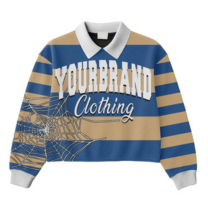 Camiseta de rugby estilo streetwear de manga larga, algodón grueso, estilo urbano casual, corte holgado, tipo polo para hombre y mujer. Camisetas de rugby tipo polo. - Product Image 2