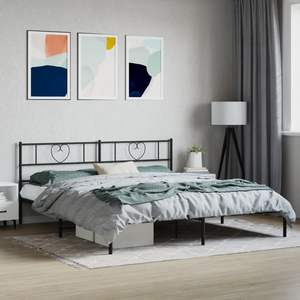 Cadre de lit en métal noir avec tête de lit 72''x83,9'' sans matelas - Product Image 1