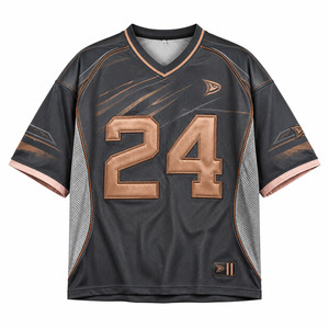 Custom Retro Football Jersey Streetwear 260g Heavyweight Breathable Boxy Fit Short Knitted T-Shirt Vintage American Oversized - Product Image 1