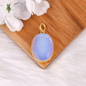 จี้ทองเหลืองชุบทองประดับพลอยโอปอลไฮโดรคลาสสิคสำหรับผู้หญิง - Product Image 4