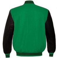 Veste de baseball personnalisable noire et orange pour homme, corps en laine et manches en cuir, boutons pression, style Letterman