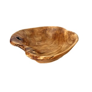 Cuenco decorativo de madera hecho a mano, diseño Wabi Sabi con vetas de madera natural, sin recubrimiento, para servir alimentos y decorar el hogar. - Product Image 2
